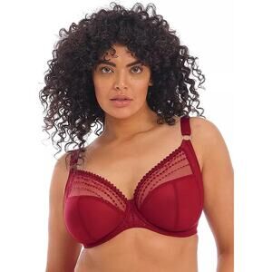 Elomi Women's Matilda Embroidery Underwired Plunge Bra Crimson Red Size 40l